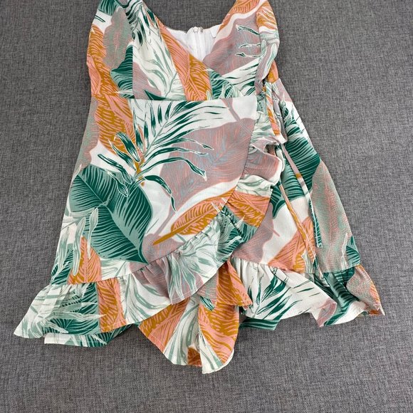 MOD On Trend Floral‎ Wrap Romper  V-Neck Ruffled Trim Spaghetti Straps Medium - Picture 4 of 16